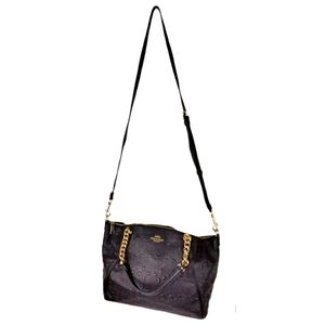 Coach signature  Leather hand bag black and Gold